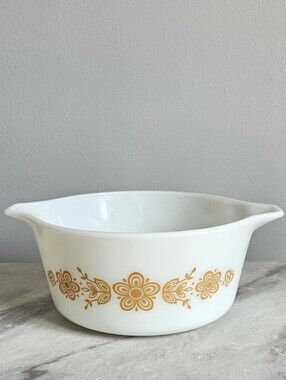 Pyrex Butterfly Gold 474-B Vintage Casserole Dish 1.5 Qt Bowl No Lid